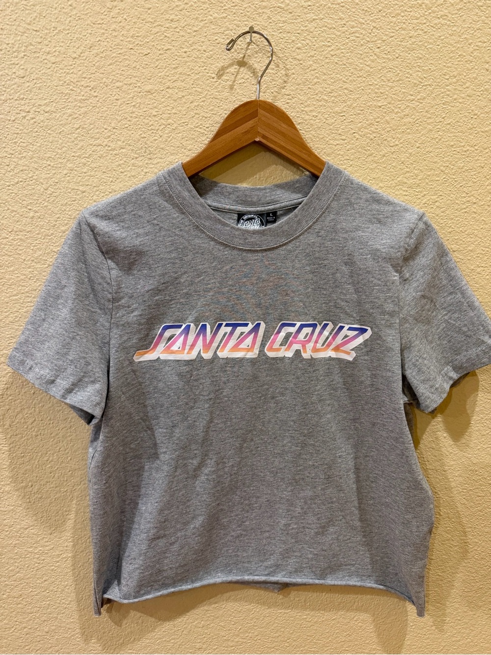 Santa Cruz Skateboards Gray Tee with Multicolor Gradient Logo